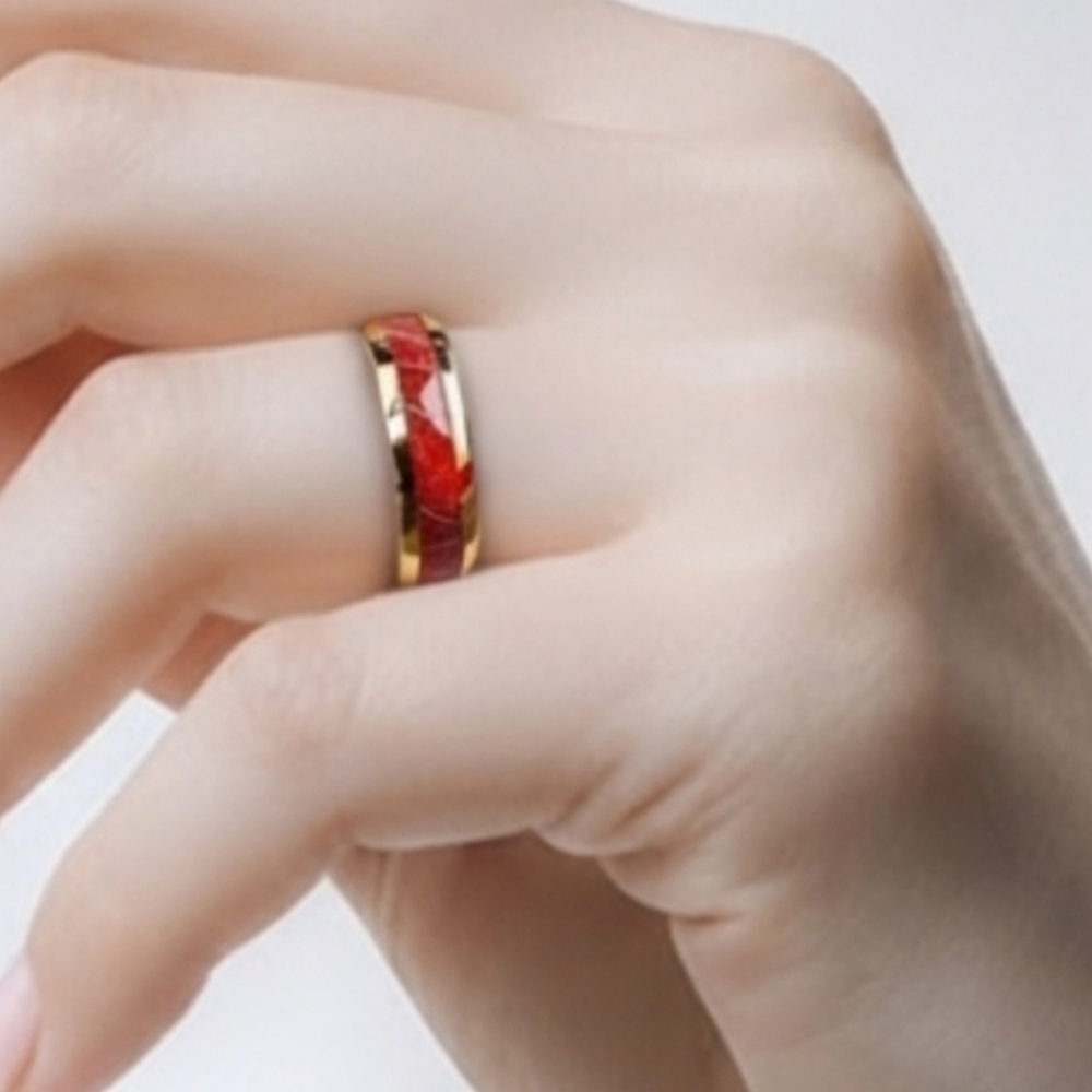 Radiant Red and Gold Women's Ring Size 6 - Picture 6 of 8